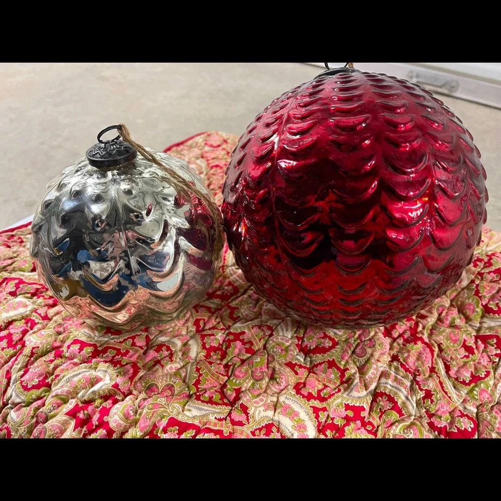 New Pottery Barn Oversized Mercury Scallop Sphere Christmas Ornament Decor